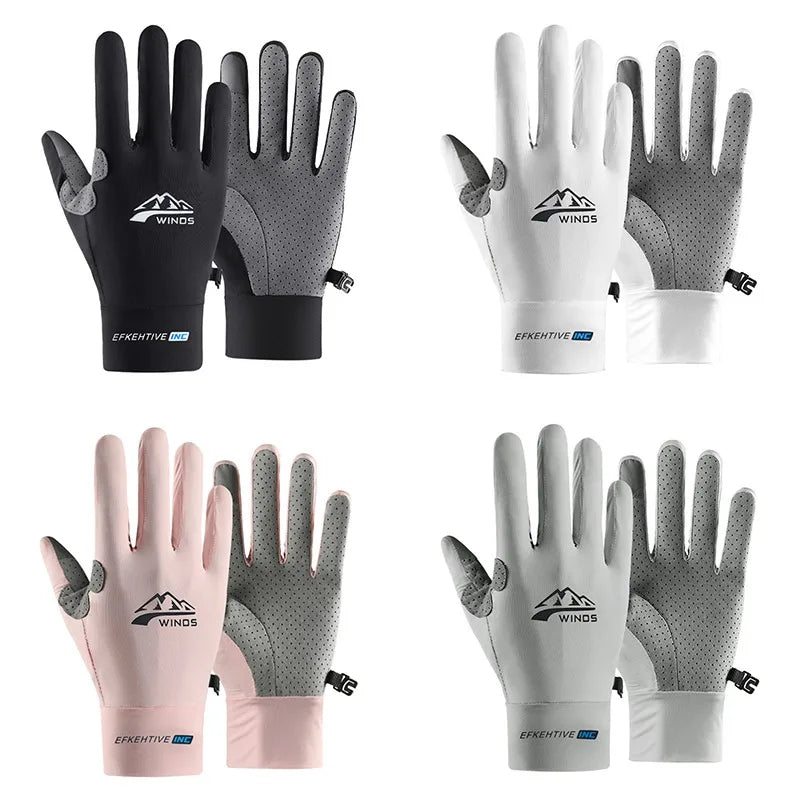 Outdoor Gloves Men Sun Protection Gloves Breathable Non-slip Anti-ultraviolet Ice Silk Sports Cycling Fishing Gloves