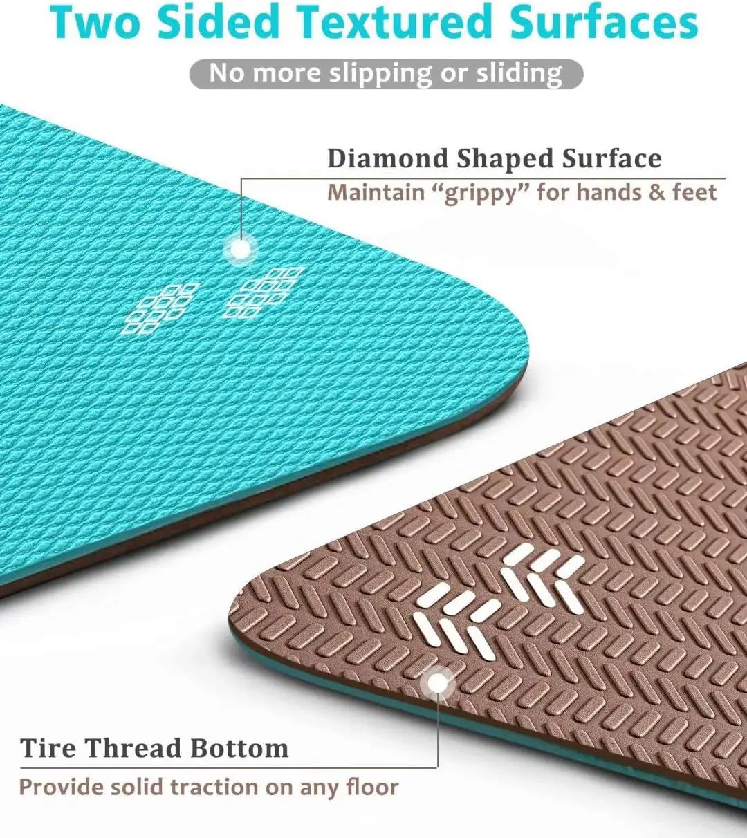 Friendly Non Slip Yoga Mat, Body Alignment System, SGS Certified TPE Material - Textured Non Slip Surface and Opti