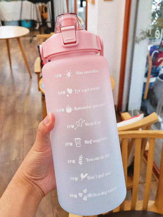 2000ml Gradient Color Water Bottle,Large Capacity Sports Water Bottle,Outdoor Fitness Inspirational Water Bottle With Time Scale