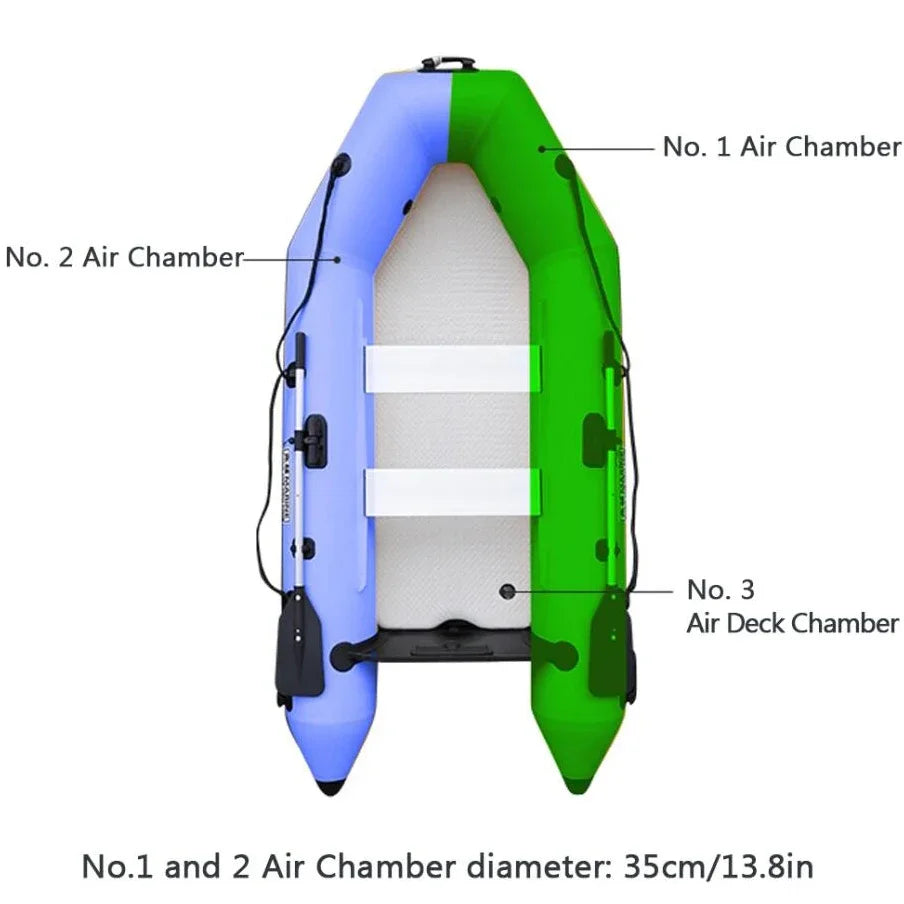 2.3~3.3m Assault Boat with Motor Set 0.9mm PVC Wear Resistance Slat Air Deck Kayaking LUYA Fishing Boat with 2+1 Air-chambers