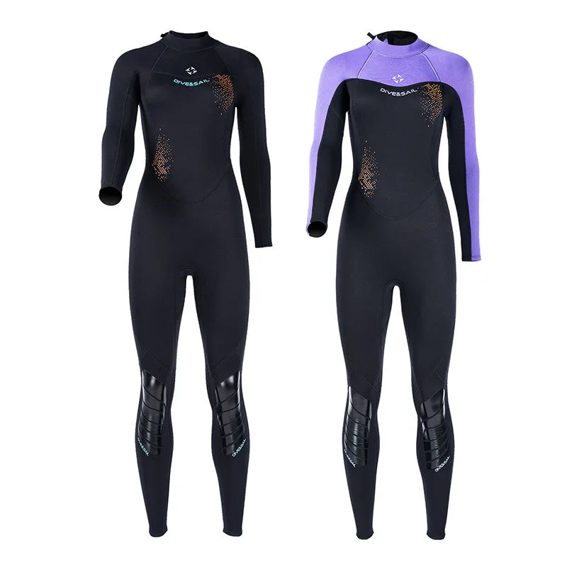 3MM Warm Diving Suit Women's Thickened One Piece Long Sleeved Diving Suit Oversized Surfing Snorkeling Suit