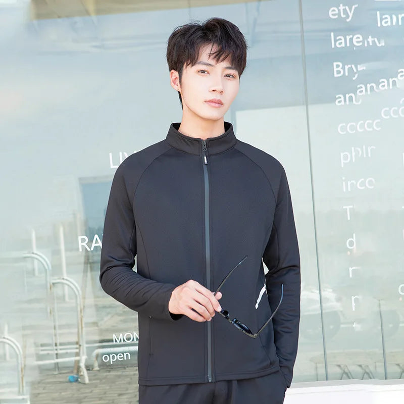 Compression Stand Collar Running Jackets Sports Workout Training Long Sleeve Zipper Sportwear Men Casual Coats Gym Clothing Man