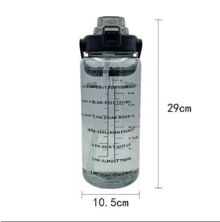 2L Straw Water Bottle Large Capacity Plastic Water Cup Portable Drink Bottle With Time Marker For Outdoor Sports Fitness