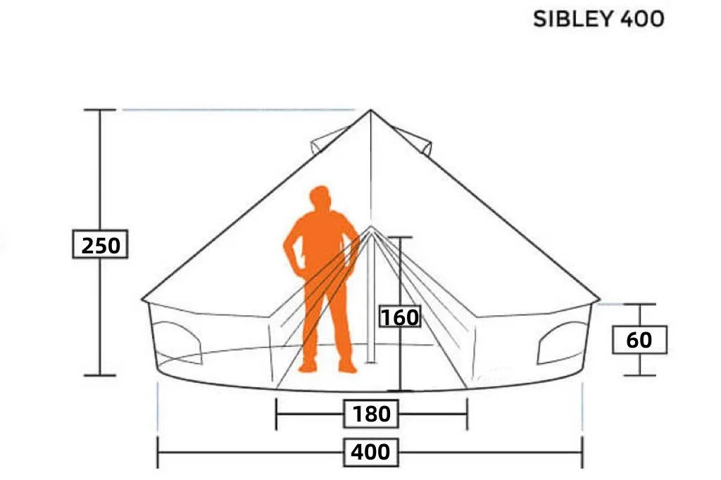 Double Door waterproof canvas bell tent 4m