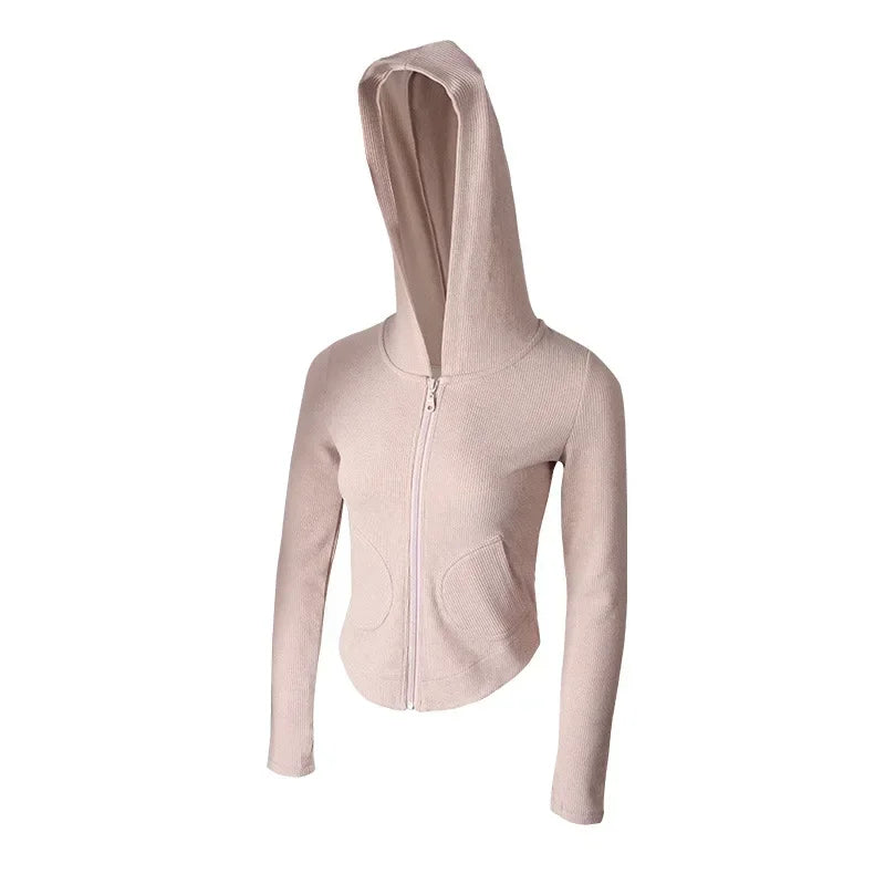 LO Sports Jacket Women's Yoga Suit Running Hood Quick Drying Clothes Long Sleeved Fitness Suit Yoga Tops Women