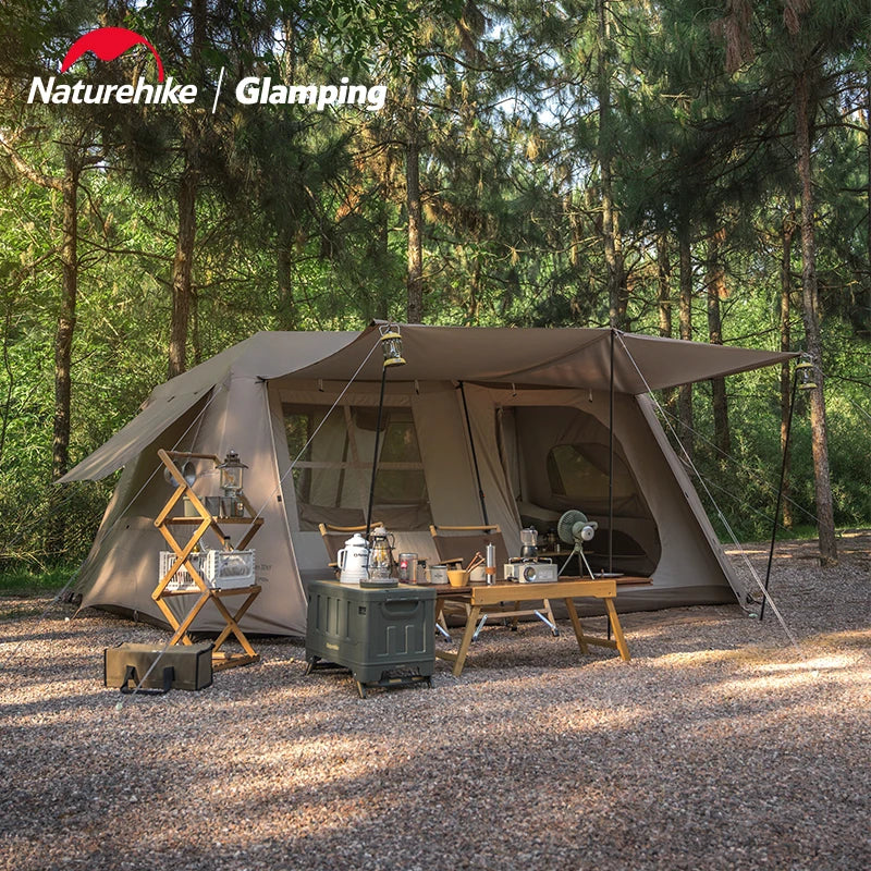 Naturehike Village 13㎡ Camping Automatic Tent With Lamp Strip Breathable 4 Hall PU2000mm Glamping Tent Outdoor Travel Large Tent