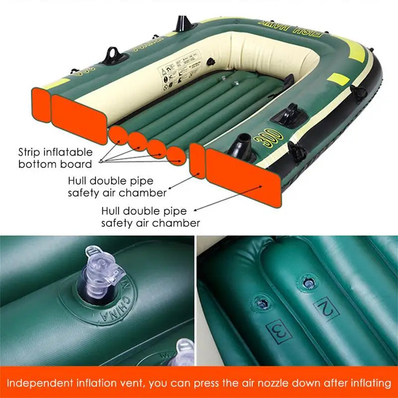 2 Person PVC Inflatable Kayak Canoe Rowing Air Boat Fishing Drifting Diving Inflatable Boat Suitable For Two Adult And A Child