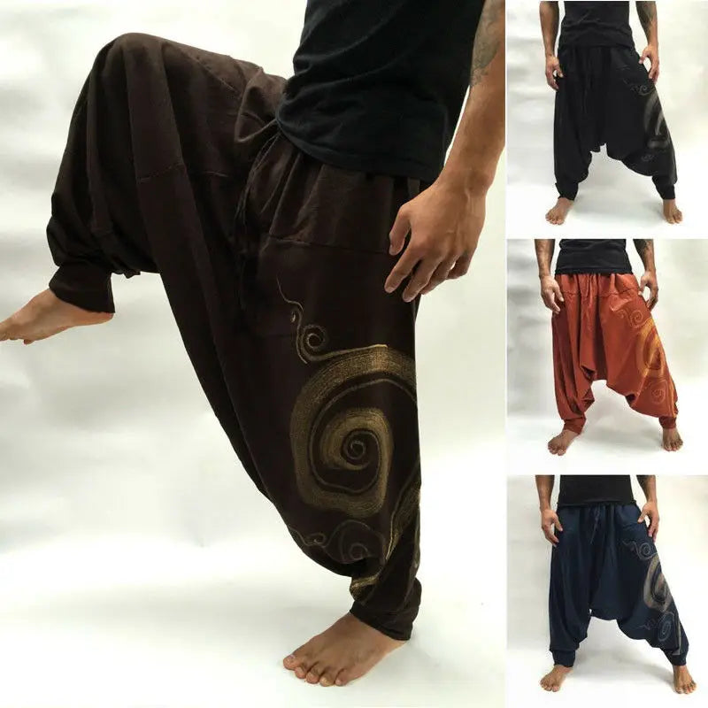 Harem Pants Gypsy Hippie Aladdin Baggy Yoga Indian Men's Casual Loose Trousers