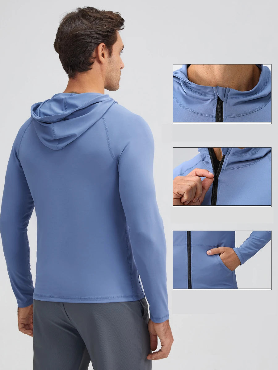 Rash Guards Athletic Tops Male Fitness Hoodies Breathable Running Jackets Training Tracksuit Jogging Sweatshirts Men Golf Shirts