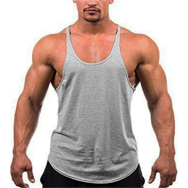 Workout Tanktop Muscle Guys Gym Clothing Bodybuilding Stringer Tank Top Men Cotton Vest Y Back Sleeveless Shirt Sports Singlets