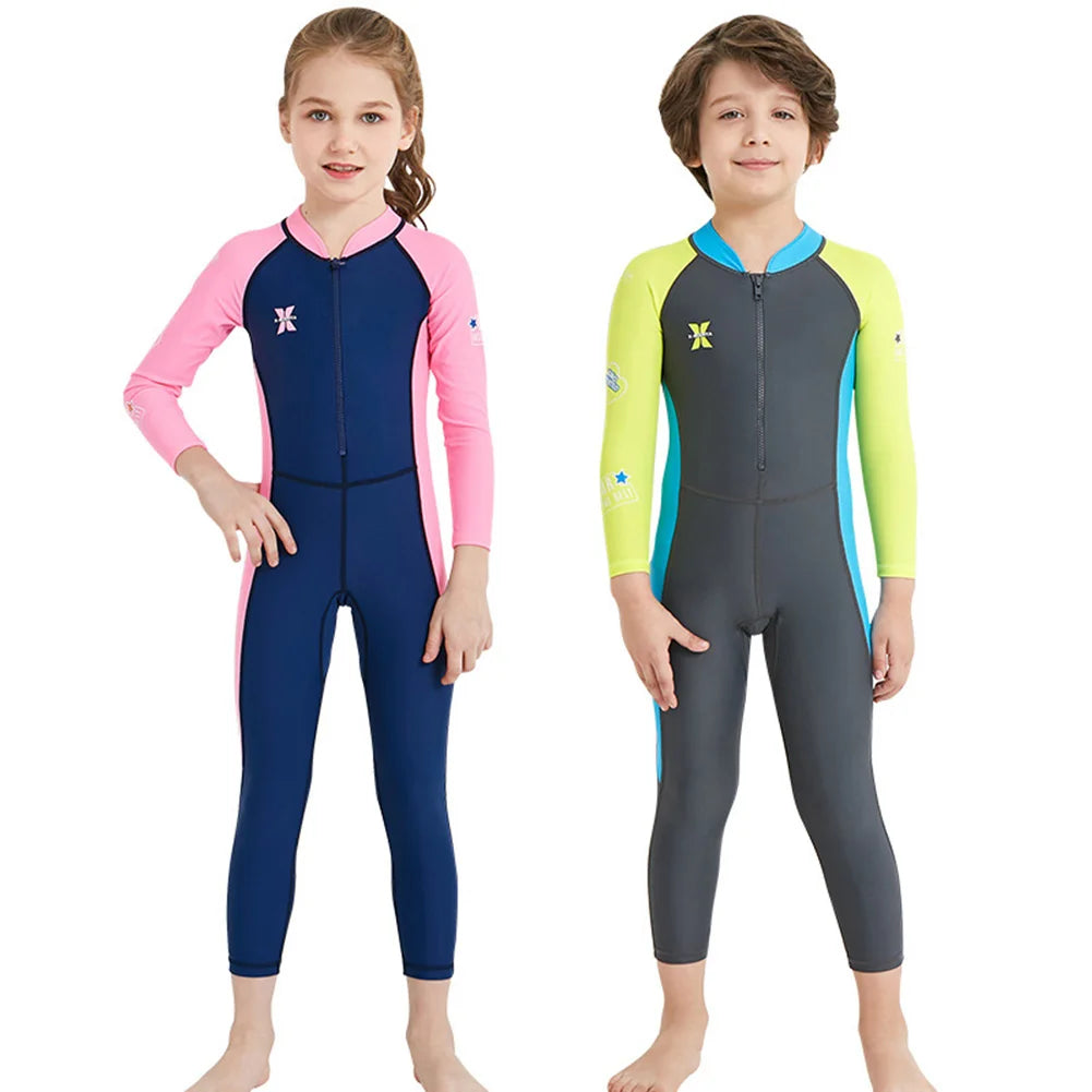 Children Diving Suit Anti-Jellyfish One-piece Diving Protection Clothes UV Protection with Zipper Durable Water Sports Equipment