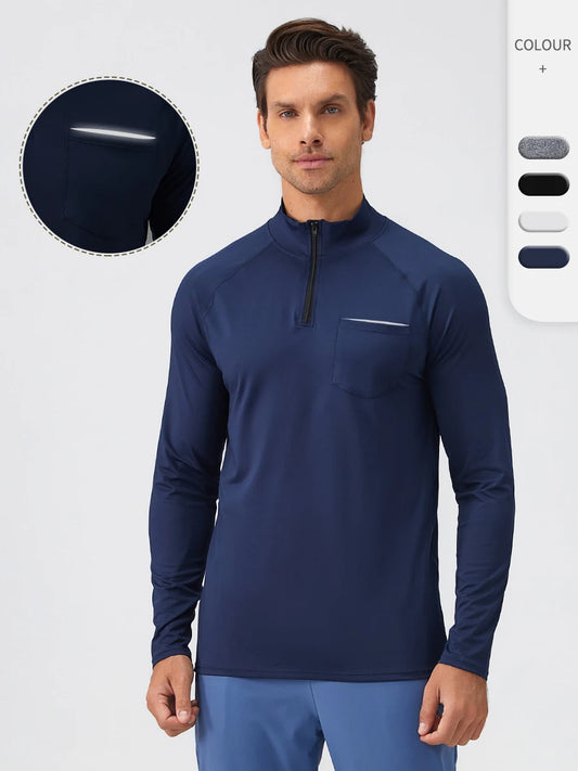 Men Fitness Wear Stand-up Collar Hoodie Long Sleeved Shirts Quick Drying Sports Activewear Running Top Male T-shirts Gym Jackets