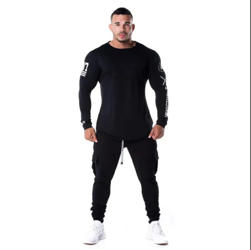 Men T-shirt Long Sleeve Autumn Gyms Workout Clothing Joggres Bodybuilding Exercise Shirts 3XL