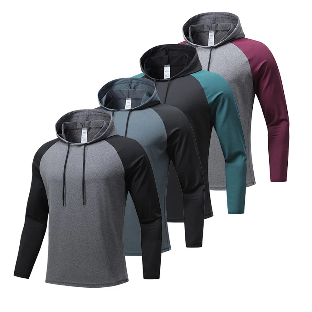 Sport Jacket Mens Running Hoodies Fitness Tops Man Training QuickDry Moisture Wicking Hoodie Pullover Sweatshirt Stretch Fabric