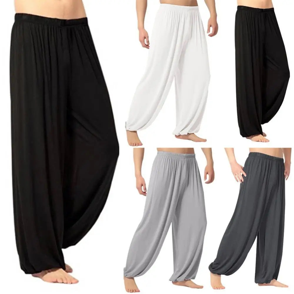 Men's Harem Pants Solid Color Yoga Pants Morning Exercise Tai Chi Pants Casual Wide Leg Pants Long Pants Harem Pants Male Slacks