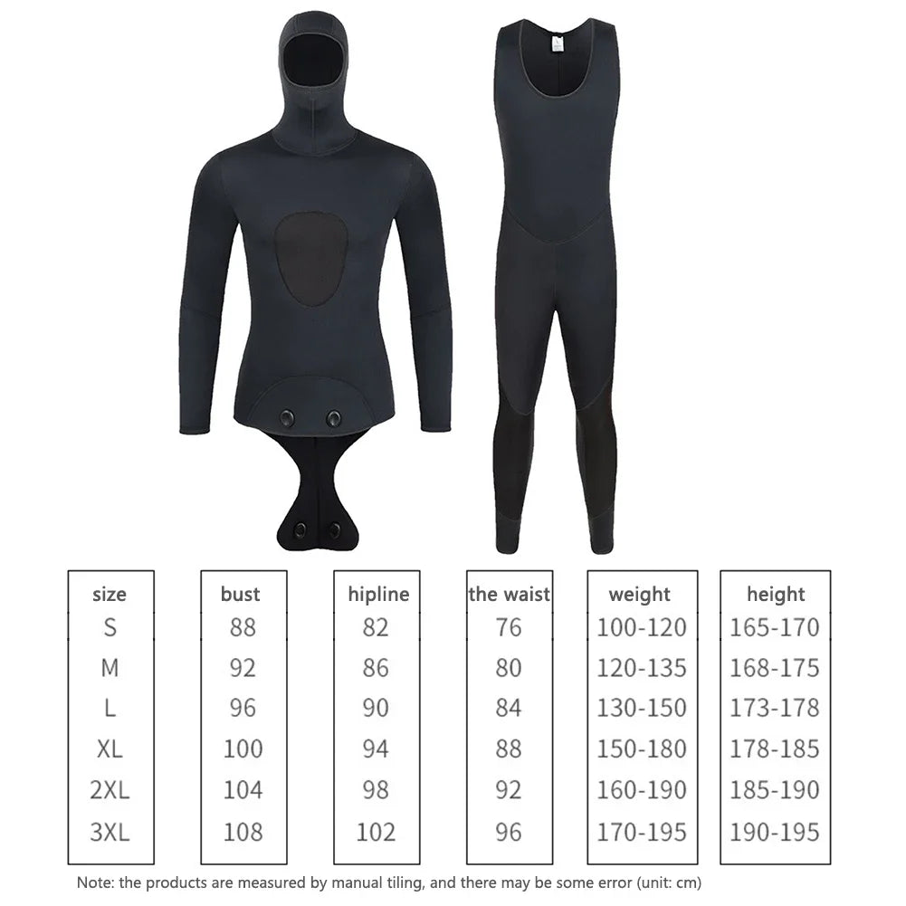 Full-body Men 3mm Neoprene Wetsuit Surfing Swimming Diving Suit for Cold Water Scuba Snorkeling Spearfishing Clothes