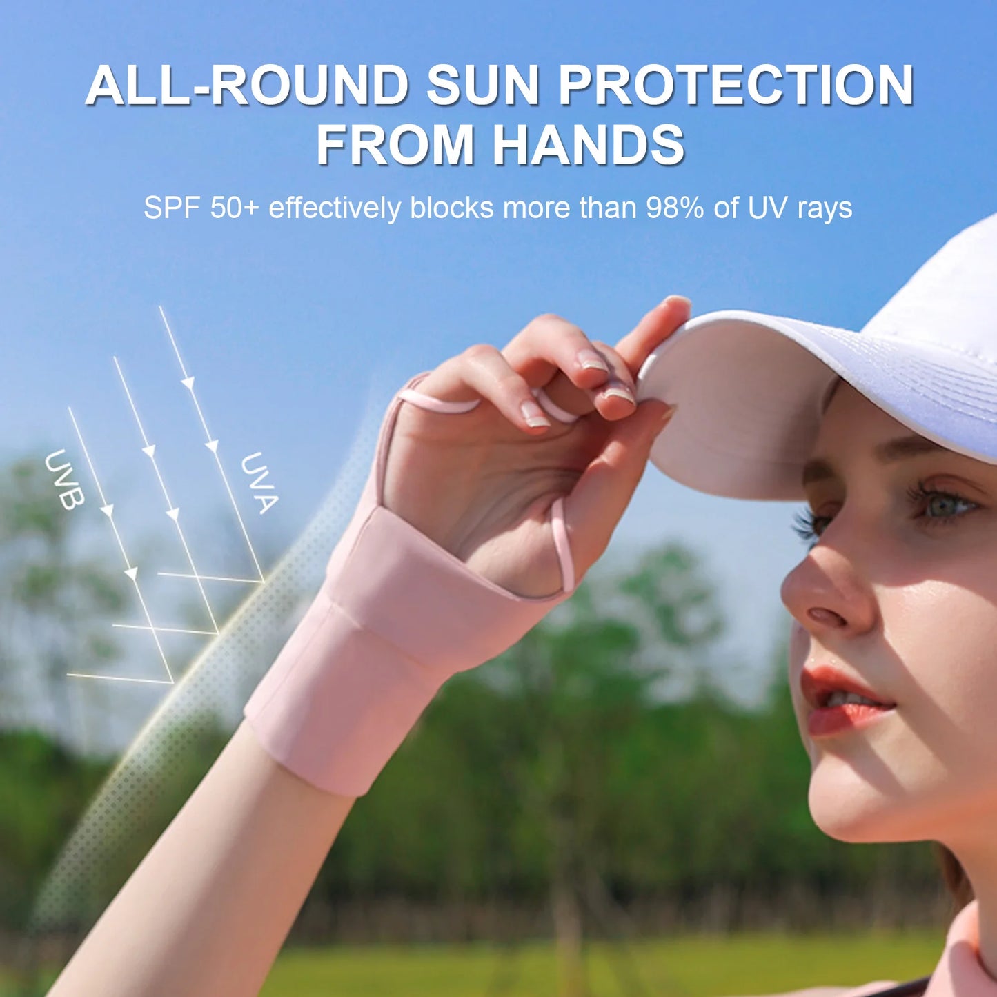 Golf Glove Right Left Handed UV Protector Golf Half Finger Ice Silk Sunscreen Cool And Breathable Gloves For Men And Women