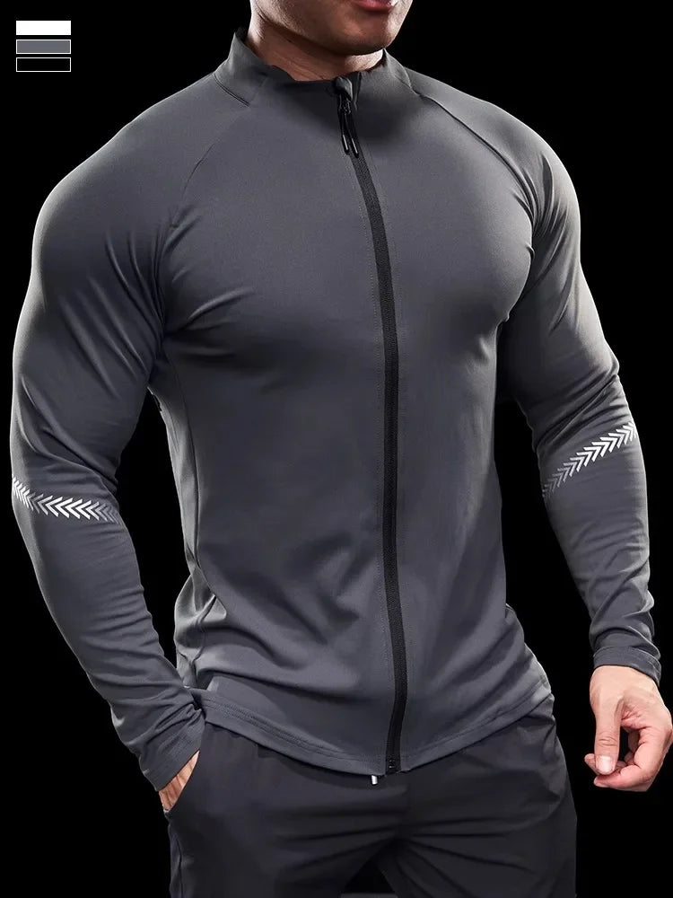 Men's Sports Fitness Jacket Casual Tights Quick-drying Long-sleeved Gym Running Training Clothes Autumn Winter Men's Style Top