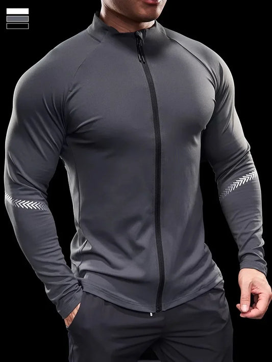 Men's Sports Fitness Jacket Casual Tights Quick-drying Long-sleeved Gym Running Training Clothes Autumn Winter Men's Style Top