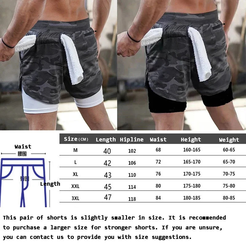 Running Shorts Breathable  Basketball Men 2 In 1 Double-deck Quick Dry Sports Shorts Fitness Jogging Workout Sport Short Pants