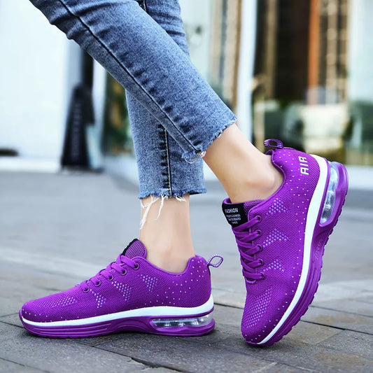 Women Running Shoes Fashion Casual Sneakers Mesh Lace Up Thickening Extra High Shoes Comfortable Breathable Zapatillas Mujer