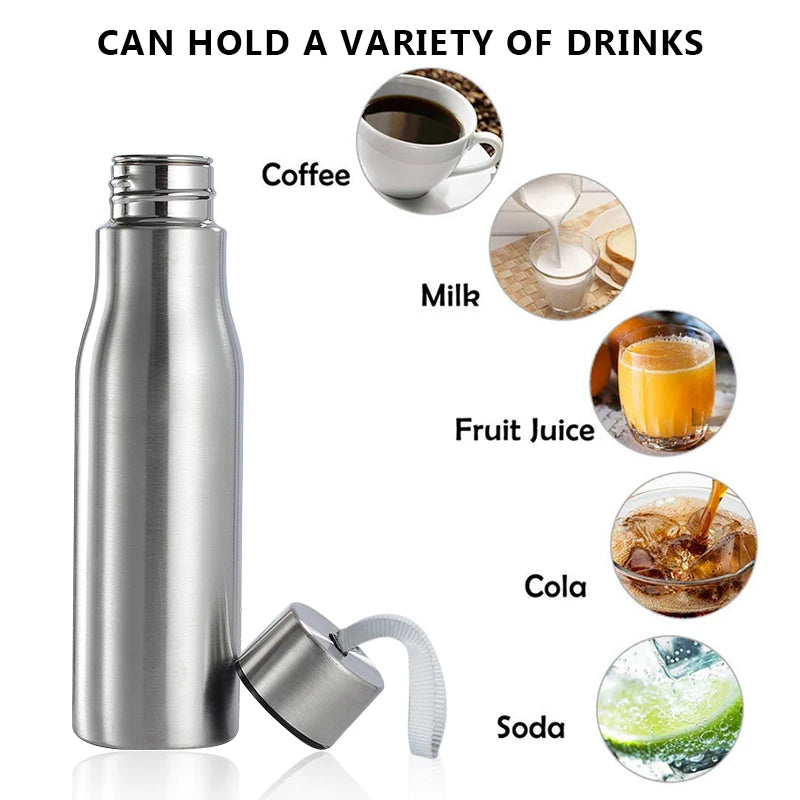 500ml/1000ml Sport Water Bottle Single-layer Rugged  Cup Travel Camping Sports Drink Bottles Drinkware Stainless Steel