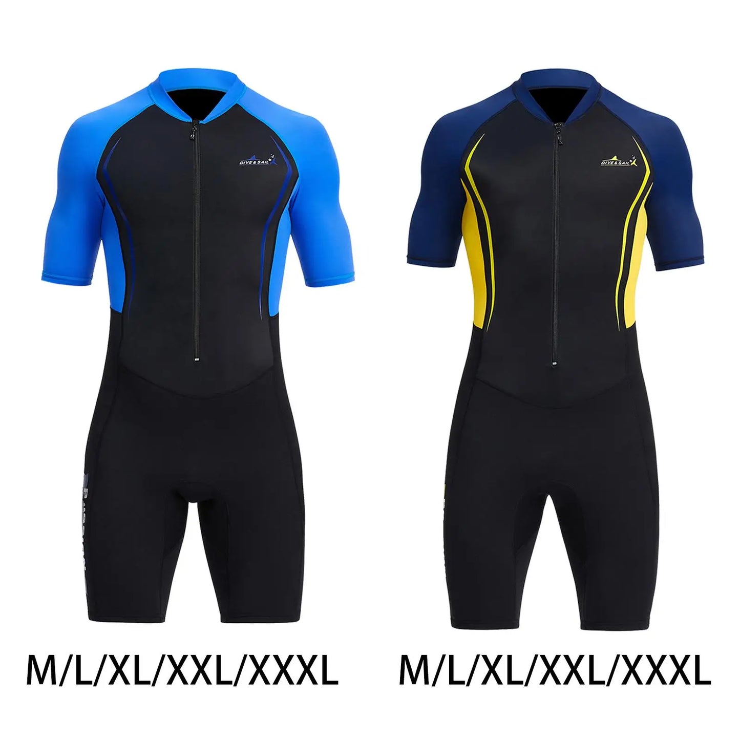 Mens Shorty Wetsuit Piece Front Zip 1.5mm Sunproof Diving Suit for Swimming