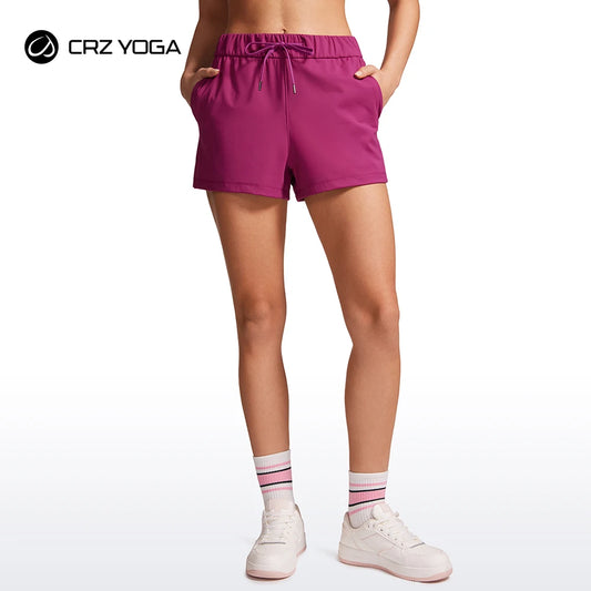 CRZ YOGA Womens Stretch Casual Comfy Shorts 2.5'' - Workout Athletic Gym Golf Running Hiking Lounge Sweat Short Pockets