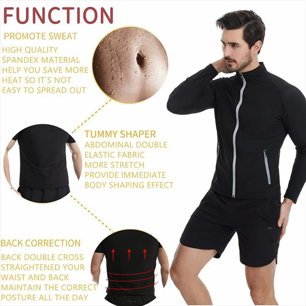 Sauna Suit for Men Waist Trainer Gym Boxing Sweatshirts Sweat Sauna Jackets