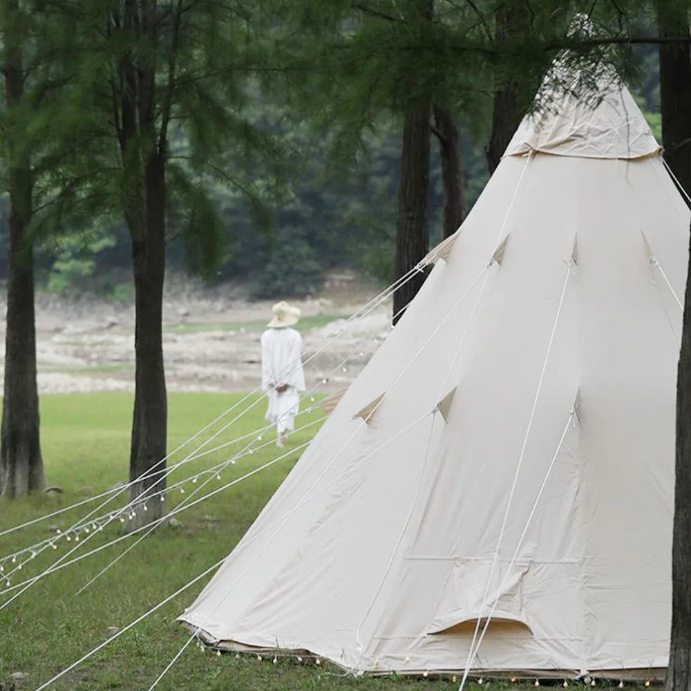 Outdoor Waterproof Luxury Pyramid Festival Wedding Camping Tent TC Cotton Canvas Teepee Tents For Sale