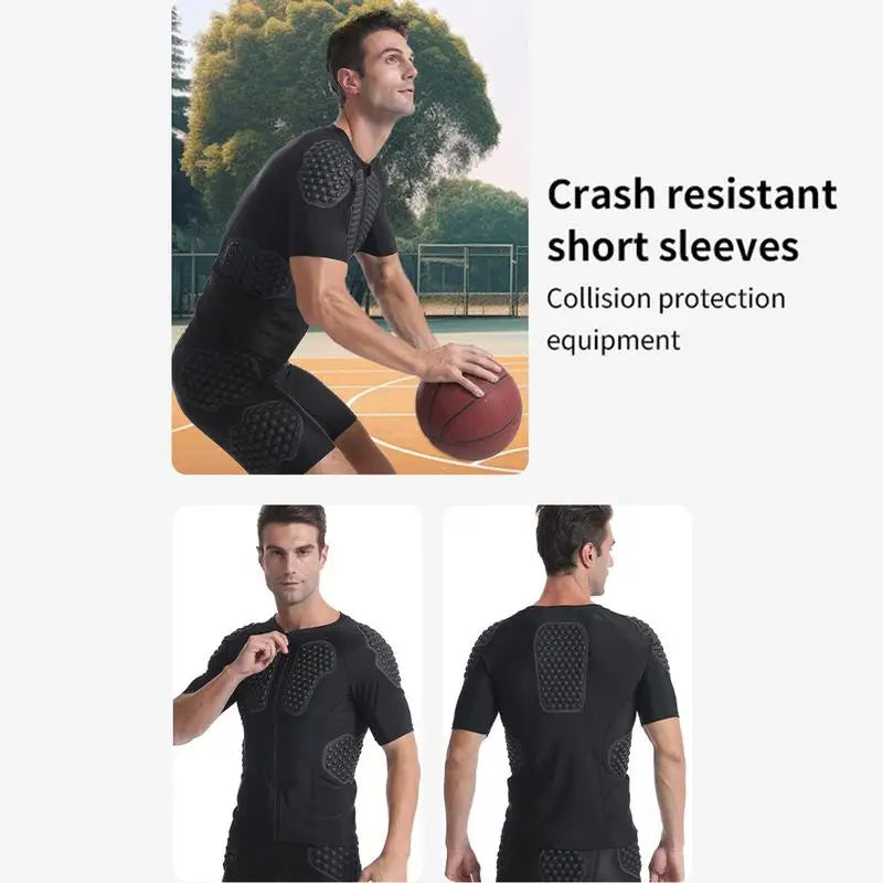 Padded Compression T Shirt Men Summer Sportswear Running T-shirt Elastic Quick Dry Sport Tops Tee Athletic Gym Workout Shirts