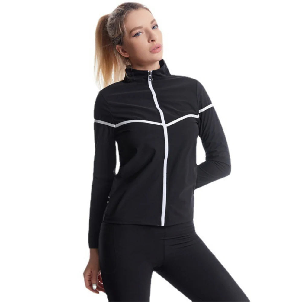 Sweat Sauna Long Sleeve Tops For Women Body Shaping Jacket Fitness Workout Body Shaper Zipper Shirt