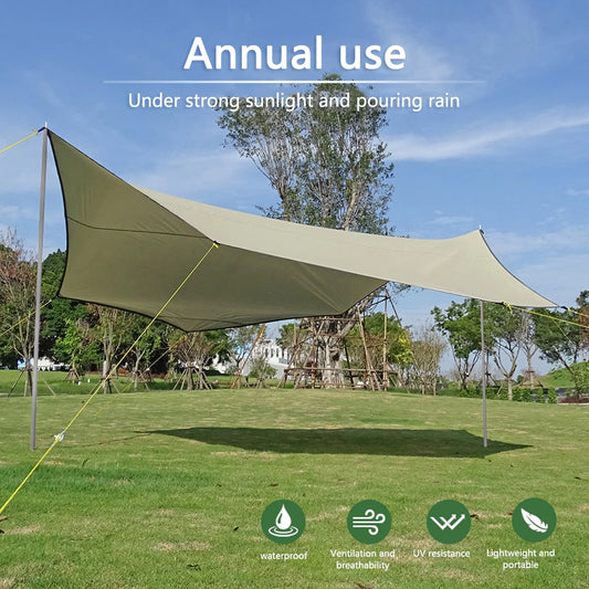 Octagon 5.1x5.1m Large Tarp Waterproof Shade Sail Sun Shelter Camping Awning Tent Sunshade Outdoor Garden Canopy Beach Tourist