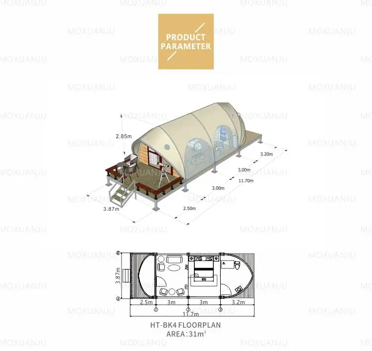 Sunshade Rainproof Resort Park Hotel Popular Luxury Safari Tent for Sightseeing Stand