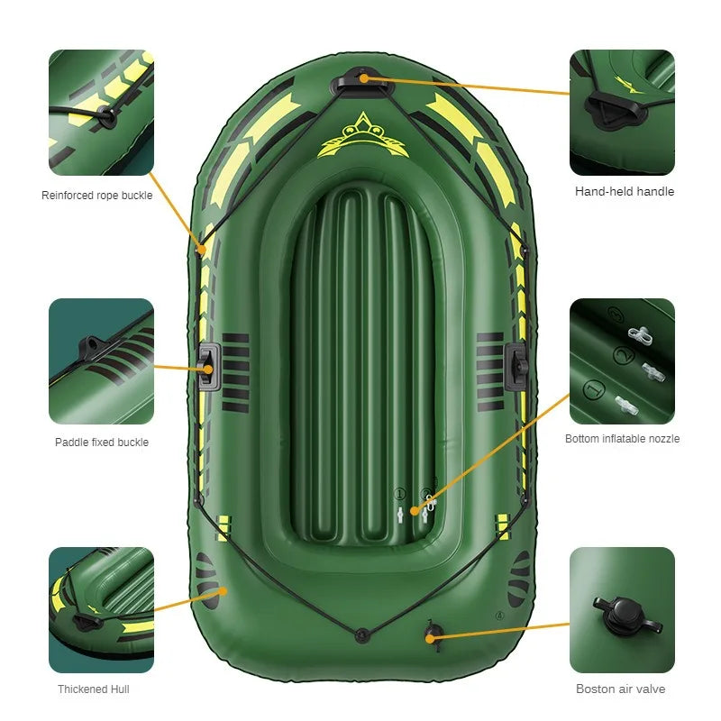 Inflatable Boat 1/2 People PVC Canoe Kayak Rubber Dinghy Thicken Foldable Drifting Fishing Boat Raft With Air Pump And Paddles