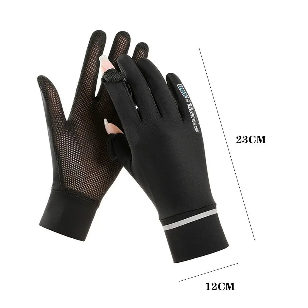 Women Sunscreen Ice Silk Gloves Female Summer Sun Protection Gloves Fashion Cycling Driving Running Mittens Thin Anti-UV Gloves