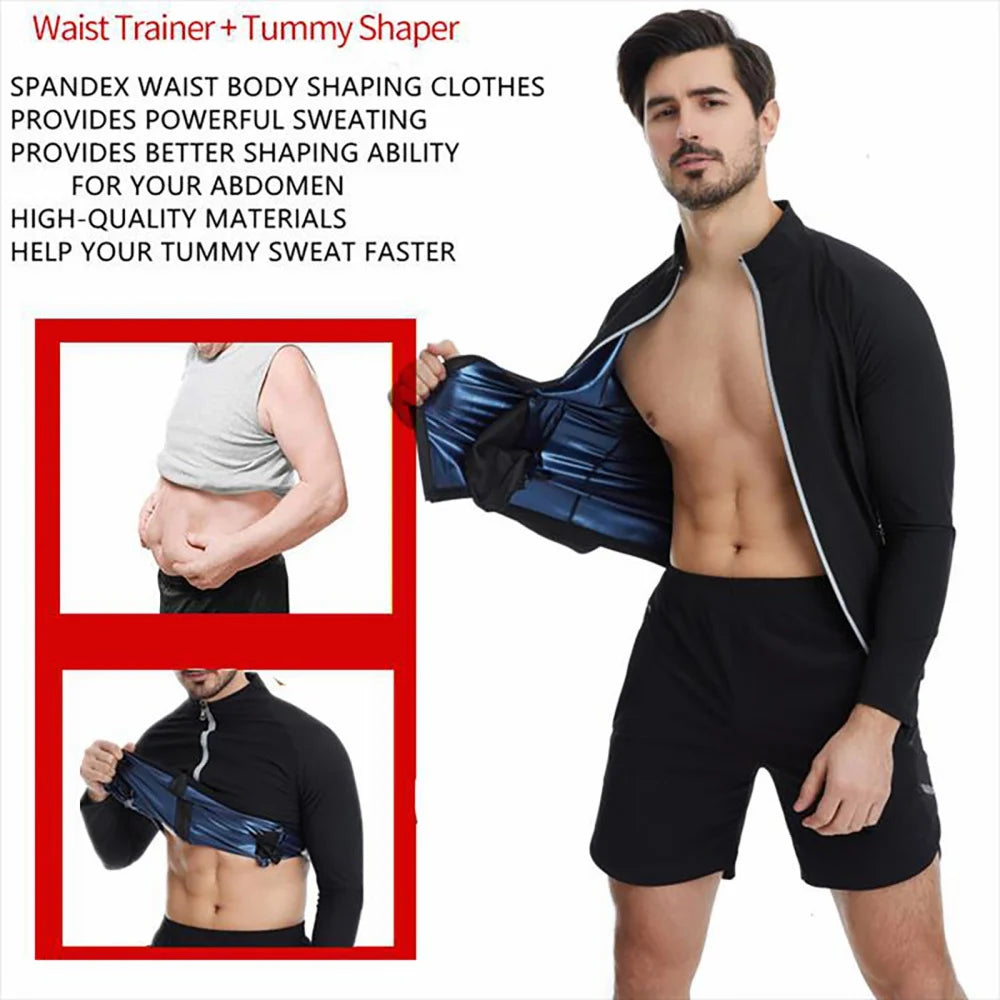 Sauna Suit for Men Waist Trainer Gym Boxing Sweatshirts Sweat Sauna Jackets