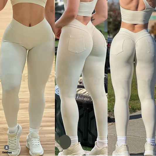 2024 V Waist Nylon Scrunch Yoga Pant Women Sport Legging Gym Squat Proof Fitness Pant Hip Lift Workout Shorts Tights Active Wear