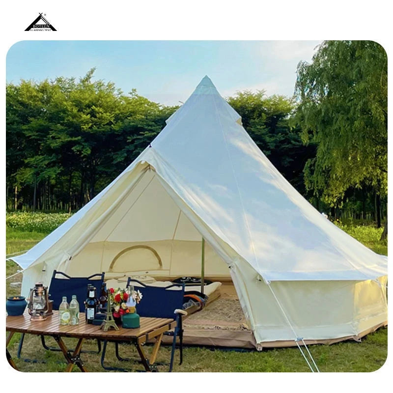 Luxury Family Camping Waterproof Sibley Outdoor Glamping  Cotton Canvas Bell Tent