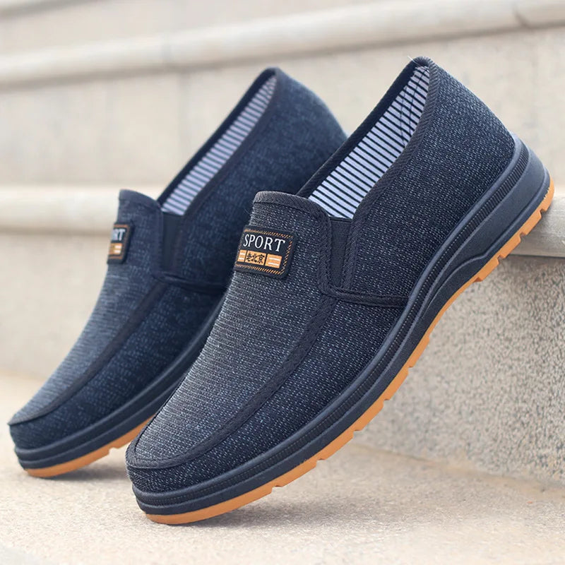 Men Canvas Shoes Casual Loafers Old Beijing Cloth Shoes Flat Driving Male Sneakers Designer Footware Black Autumn Zapatos Planos