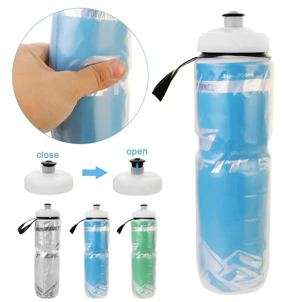 750ML Mountain Cycling Sports Kettle Travel Gym Climbing Water Cup Plastic Kettle Dual Layer Thermal Keeping Water Bottle