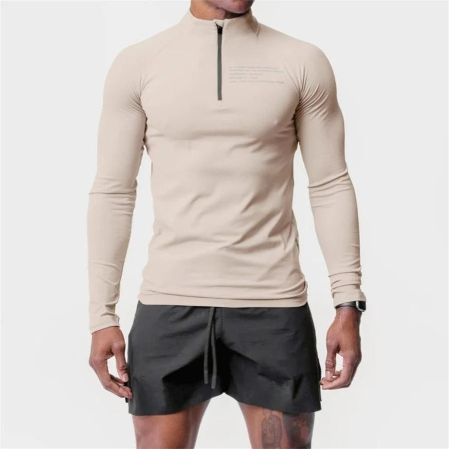 Men's T-shirt UV Sun Protection Long Sleeve Hiking Fishing Shirts Quick Dry 1/4 Zip Summer Pullover Workout Tops