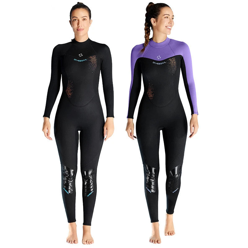 3MM Warm Diving Suit Women's Thickened One Piece Long Sleeved Diving Suit Oversized Surfing Snorkeling Suit