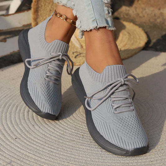 Running Shoes For Women Leisure Shoes Fashion Breathable Sneaker Women's Running Wedge Sneaker Walking Round Toe Slip On Shoes