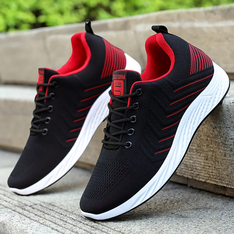 New men's fashion casual sneakers, men's flying woven shock-absorbing running shoes, version mesh breathable shoes