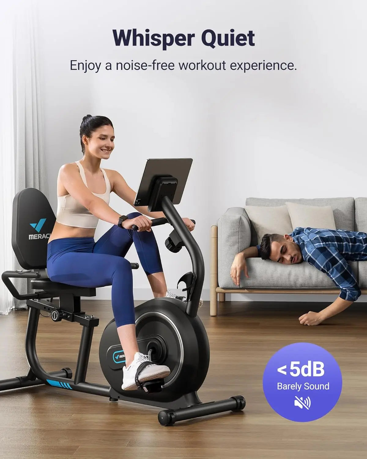 MERACH Recumbent Exercise Bike for Home with Smart Bluetooth and Exclusive App Connectivity, LCD, Heart Rate Handle