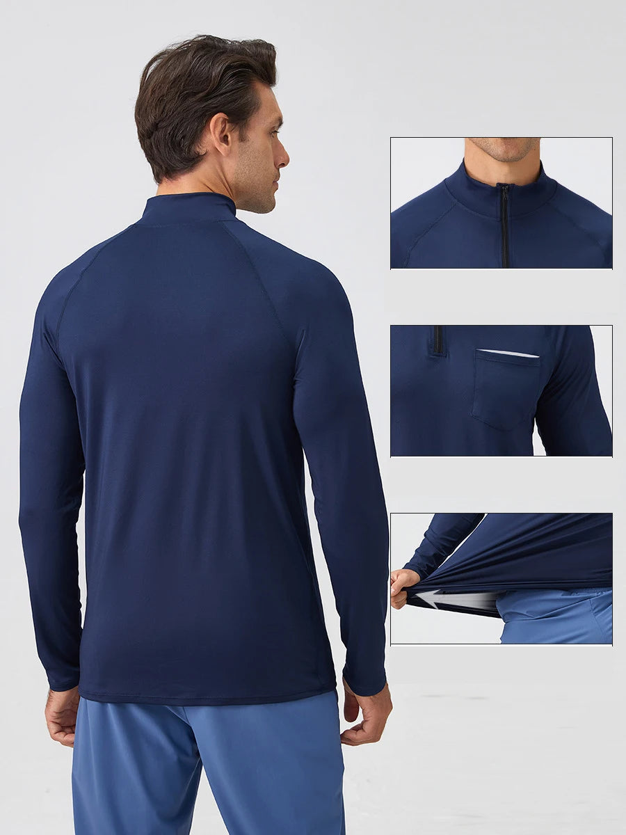 Men Fitness Wear Stand-up Collar Hoodie Long Sleeved Shirts Quick Drying Sports Activewear Running Top Male T-shirts Gym Jackets