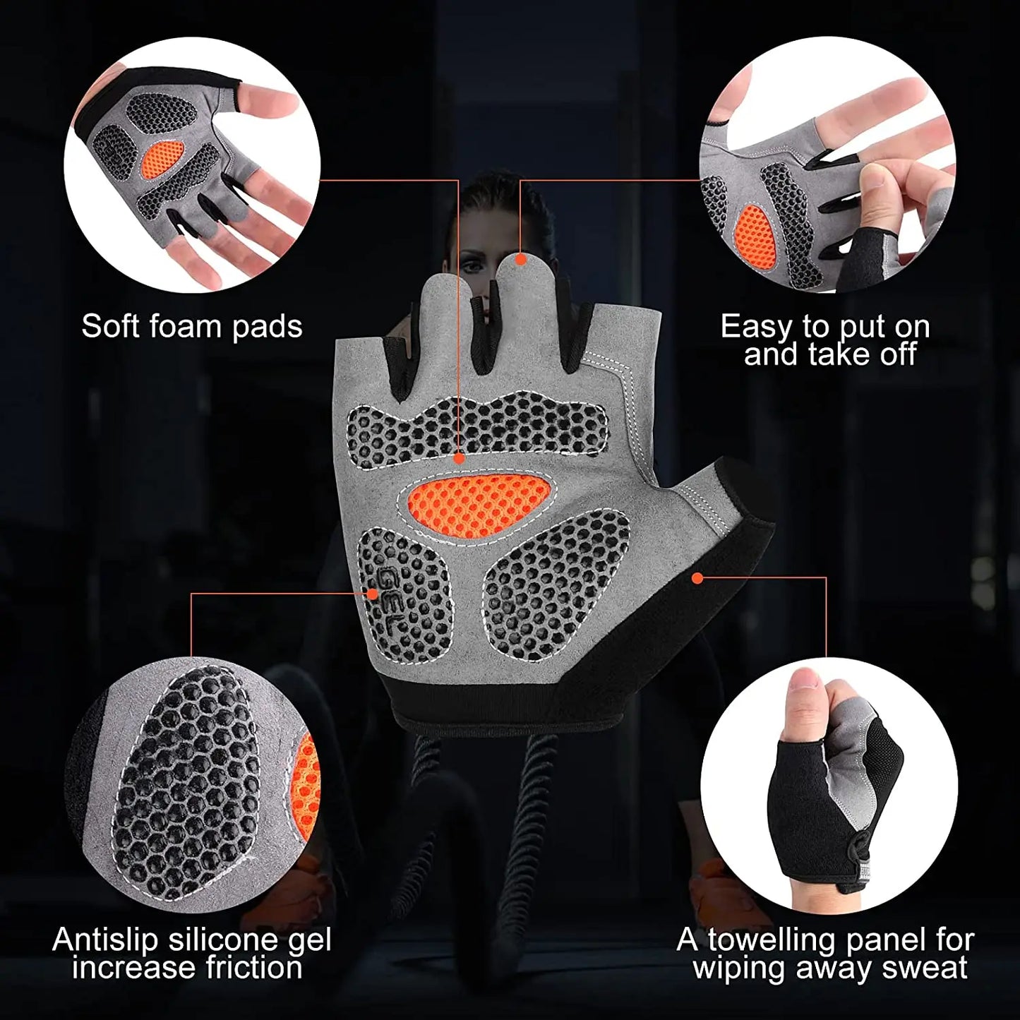 Gym Gloves Fitness Training Fingerless Men Women Bodybuilding Exercise Sports Gloves for Cycling Bicycle Anti Slip Breathable