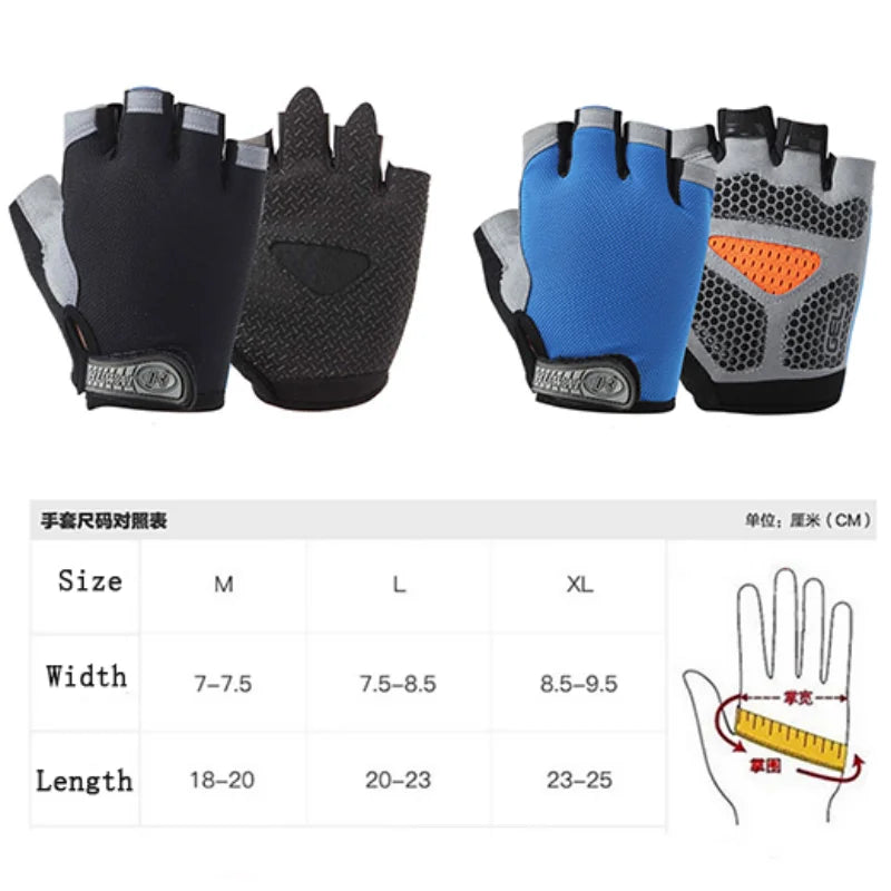 Non-slip Anti Half Finger Gloves Motorcycle Gloves elastic Shock Fitness Cycling Breathable Men Women Half Finger Gloves Bicycle