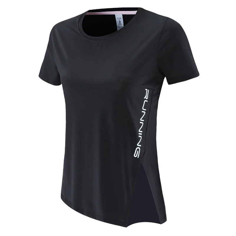 Woman Sports Tshirts Fitness Running Jogging Yoga Tilted Tee Workout  Female Fashion Open Slim Short Sleeves